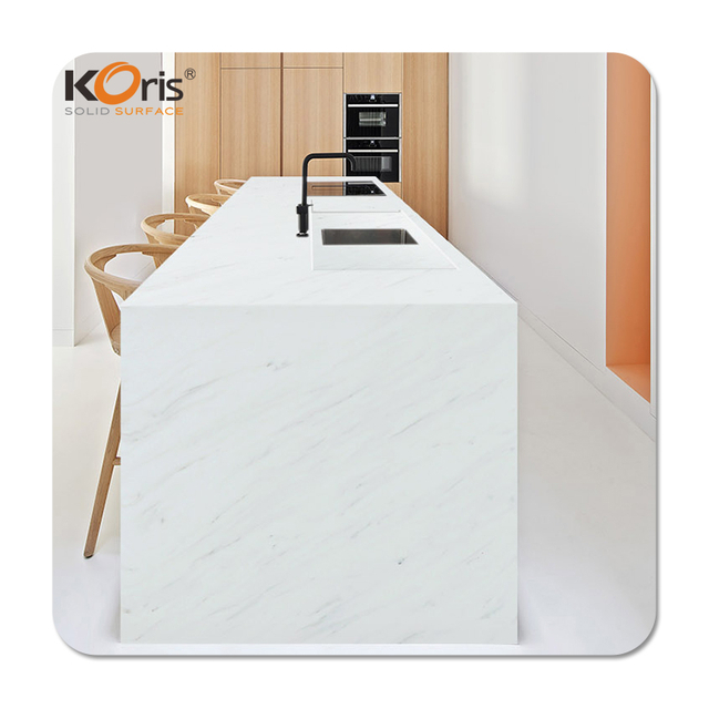 White Artificial Marble Panel Interior 6mm Acrylic Solid Surface Slab For Bathroom Walls