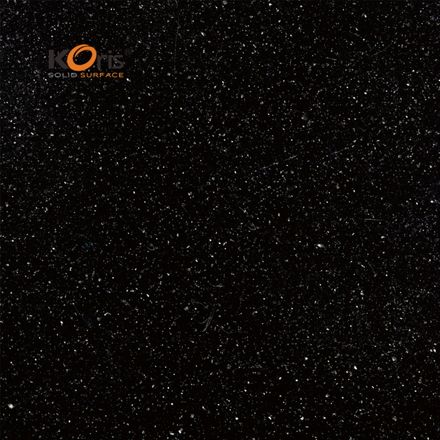 Modern Small Chips Solid Surface Sheet Black Artificial Stone Acrylic Countertops for Kitchen