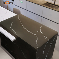 Black Solid Surface Bathroom Counter Tops Artificial Marble Acrylic Solid Surface Kitchen Countertops