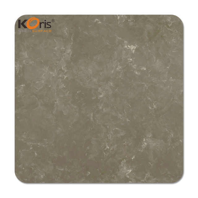 Koris Grey Color 12mm Modified Acrylic Solid Surface Slab Artificial Stone For Table Tops