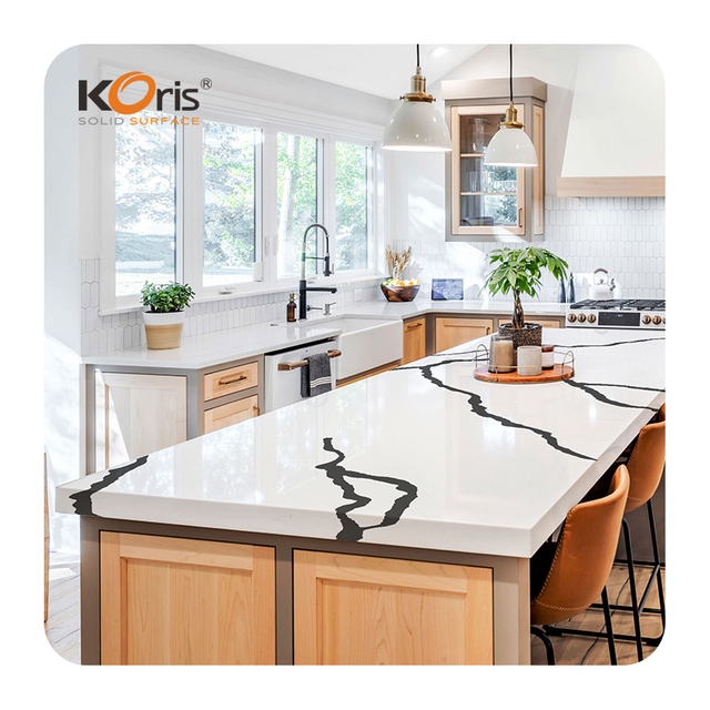 Koris Solid Surface Waterproof Marble Sheet Big Artificial Stone Slab For Indoor Kitchen And Bathroom