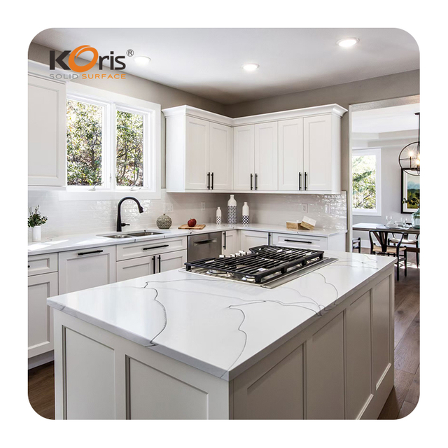 Australian Carrara Black And White Marble Acrylic Solid Surface Home Kitchen Countertops Vanity Top Solid Surface Sheets