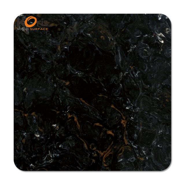 Black Marble Artificial Marble Acrylic Solid Surface Stone for Countertops