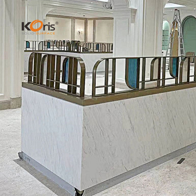 White Marble Acrylic Solid Surface Stone for Mexican Restaurant