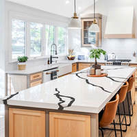 New Artificial White Marble Stone Kitchen Countertops Black Acrylic Solid Surface Vanity Tops Stone Kitchen Counter Top