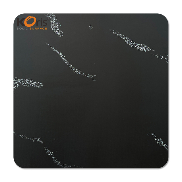 Black Calacatta Marble 12mm Acrylic Solid Surface Sheets Artificial Stone