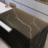 Black Calacatta 12mm Thick Artificial Stone Solid Surface Sheet Modified Acrylic Patterns for Countertop