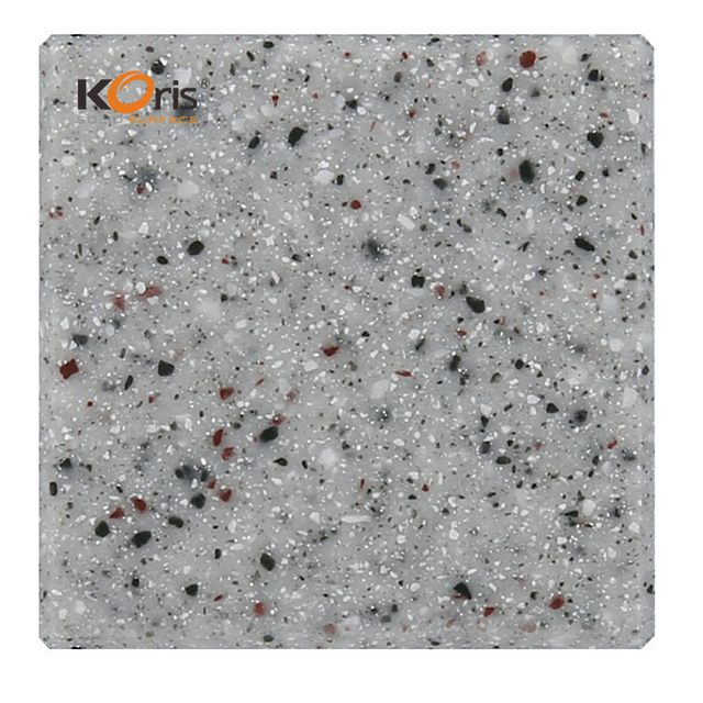 Solid Surface Stone 6mm 12mm Acrylic Slab Grey Color Particles Solid Surface Marble for Shower Wall Panels