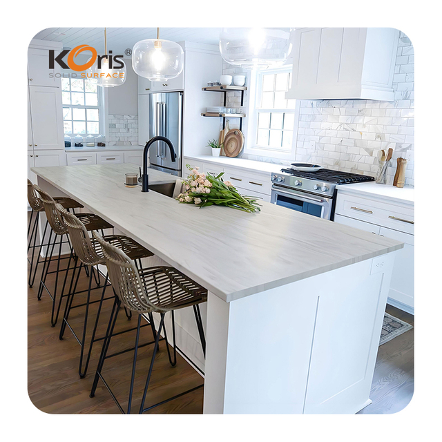 Building Material White Marble Big Slab Pure And Modified Acrylic Solid Surface Board for Kitchen Countertops
