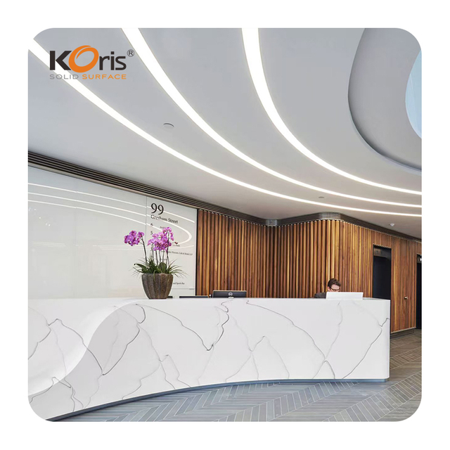 Best Ideas White And Black Marble Design Acrylic Solid Surface Marble Sheets for Office Reception Counters