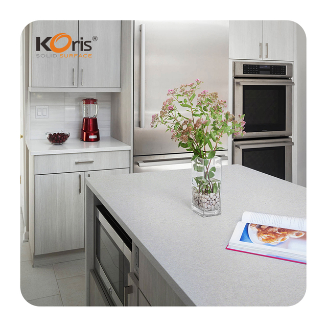 Home Appliances White Marble Waterfall Kitchen Artificial Stone Acrylic Solid Surface for Kitchen Countertops