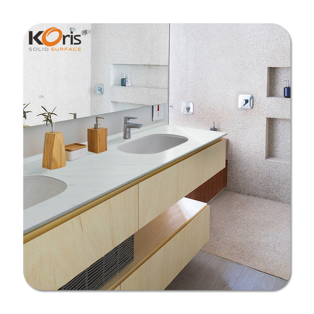 White Artificial Marble Panel Interior 6mm Acrylic Solid Surface Slab For Bathroom Walls