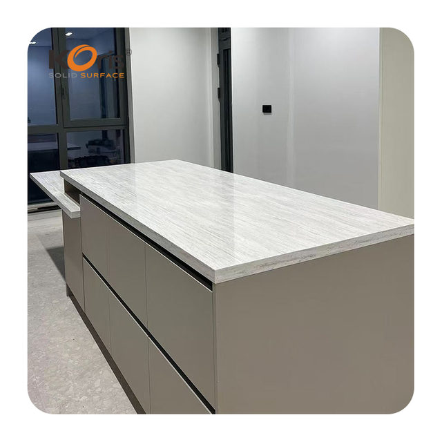Korean Modern Botticino Texture Marble 3660*760*12MM Extendable Top for Marble Dining Table Set Acrylic Solid Surface Artificial Stone