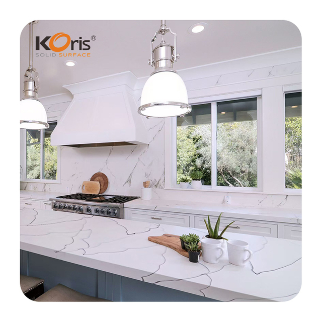 New Marble White Koris Brand Artificial Stone Sheet Modified Acrylic Solid Surface for Kitchen Countertops