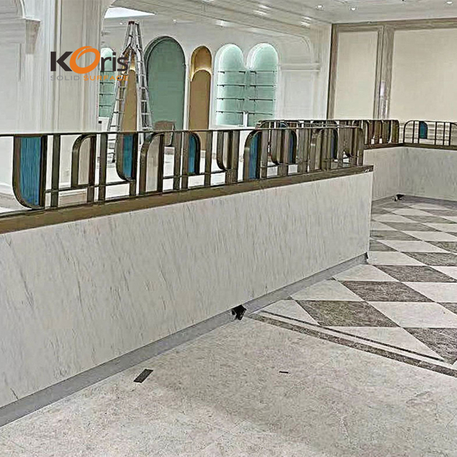 Korean Carrara Marble White Solid Surface for Kitchen Countertops