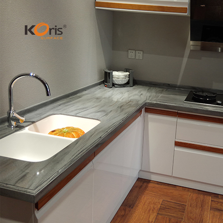 Hanex Solid Surface Textured Pattern Unlimited Thermoforming Pure Acrylic Solid Surface Countertops for Kitchen
